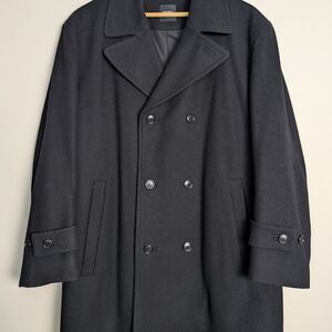 Boss hugo boss Men's black pea coat wool blend jacket size 50 - L